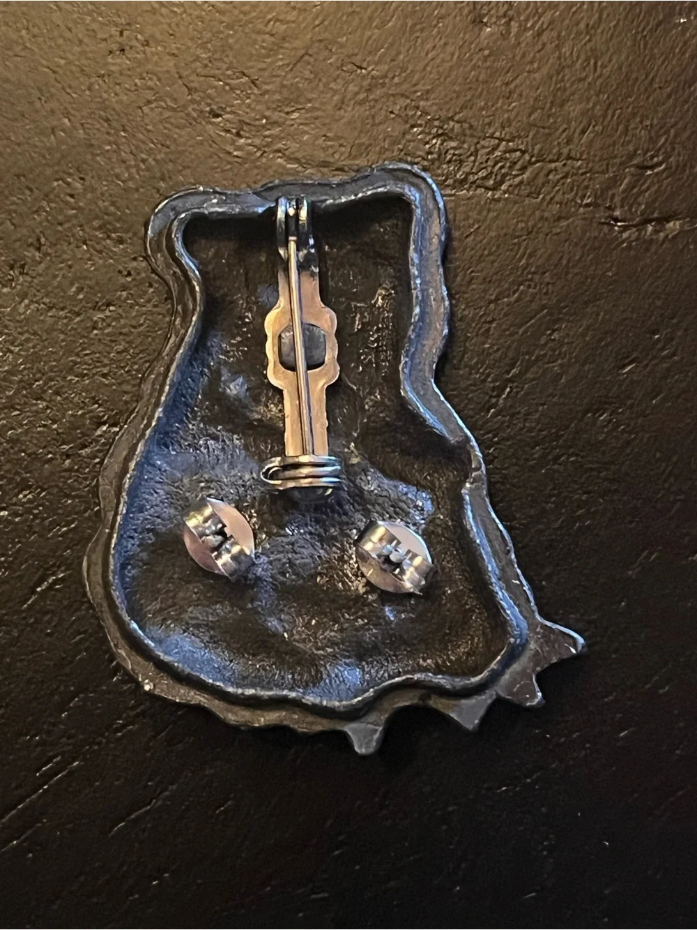Vintage Torino Pewter Teddy Bear Brooch with Matching Stud Earrings